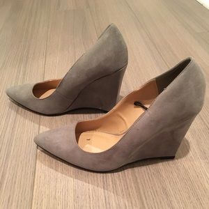 Grey Express faux suede wedge heels